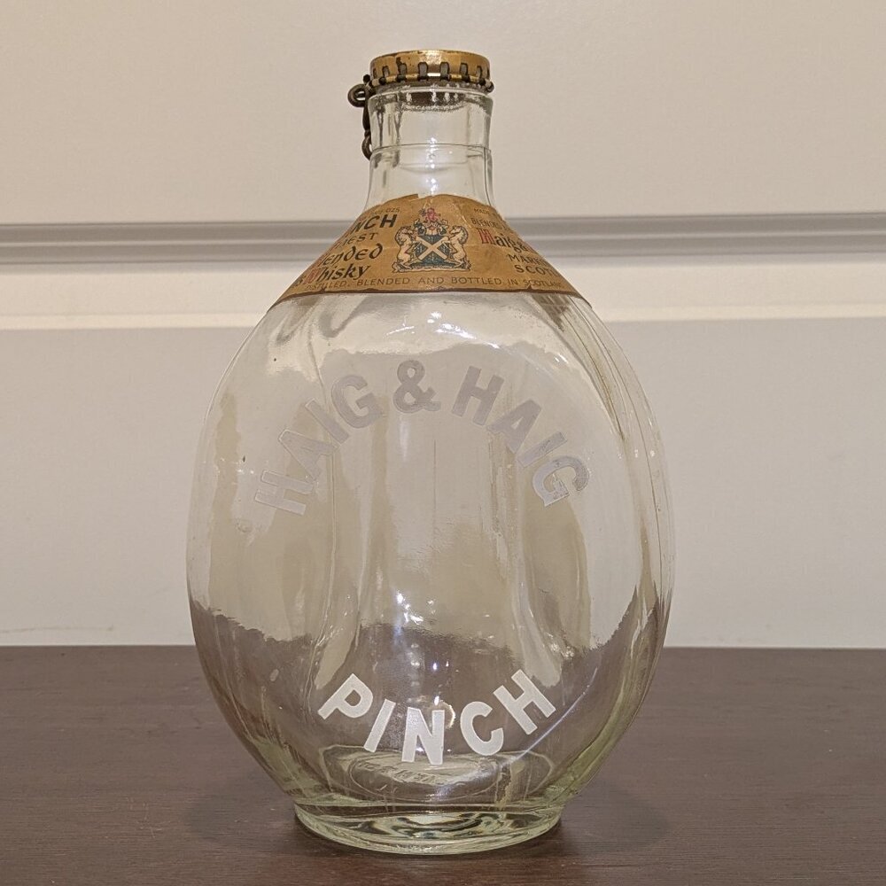 1957-1964 Vintage Rare Haig & Haig Pinch Empty 3 Sided Scotch Decanter bottle